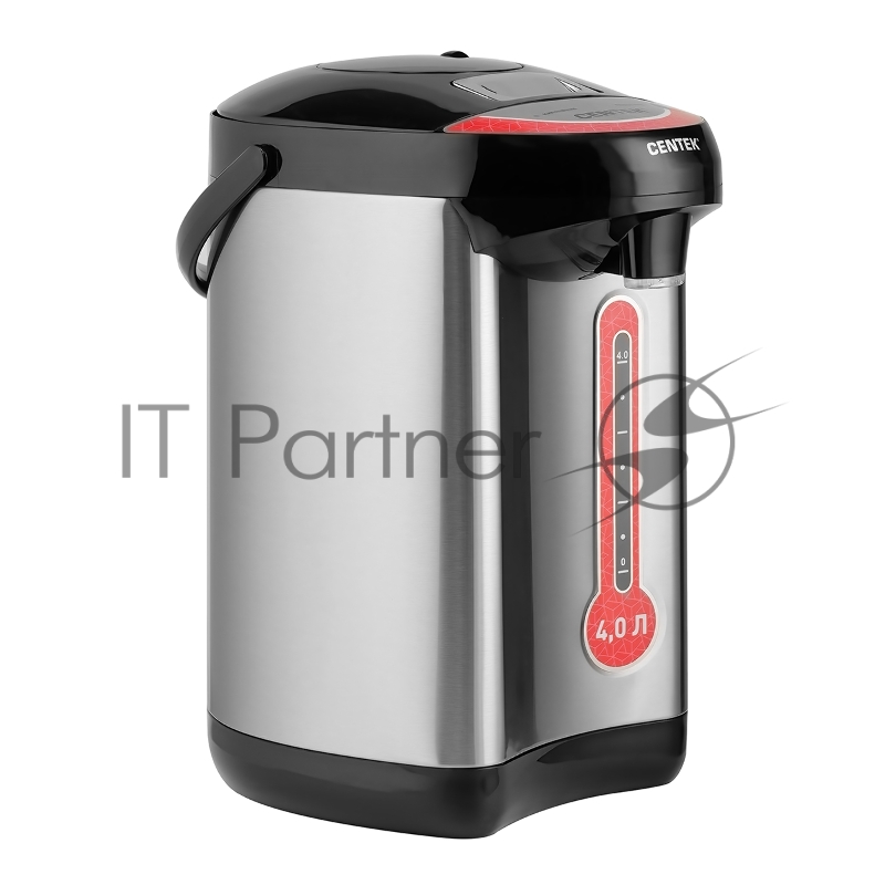 Термопот Centek CT-0081 (черный), 4л, 850Вт, 3 способа подачи воды, корпус из нержавеющей стали