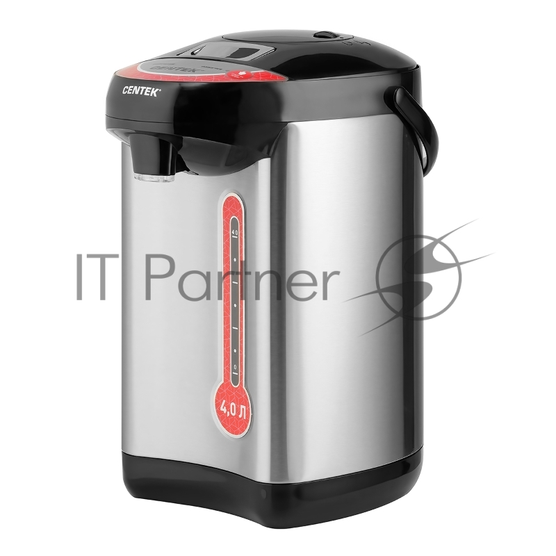 Термопот Centek CT-0081 (черный), 4л, 850Вт, 3 способа подачи воды, корпус из нержавеющей стали