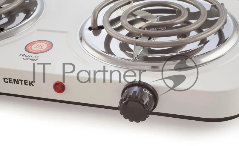 Плитка электрическая Centek CT-1509 (белый) 2конфорки ТЭН 140мм, 2000Вт, индикатор работы