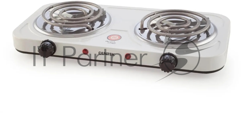 Плитка электрическая Centek CT-1509 (белый) 2конфорки ТЭН 140мм, 2000Вт, индикатор работы
