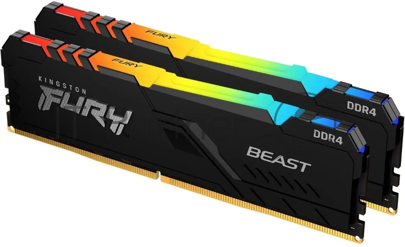 Оперативная память Kingston 32GB DDR4 3200MHz DIMM FURY Beast Black RGB XMP KF432C16BB12AK2/32 kit 2x16Gb, CL16, 288-pin 1.35V Non-ECC
