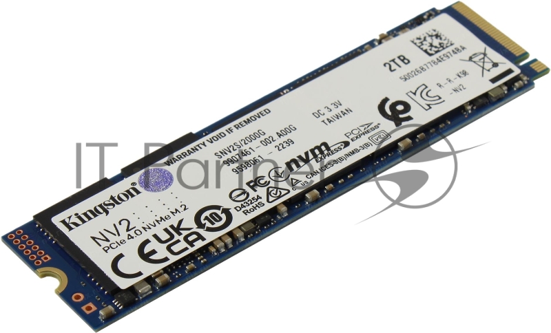 Накопитель SSD Kingston 2Tb NV2, M.2(22x80mm), NVMe, PCIe 4.0 x4, 3D TLC, R/W 3500/2800MB/s, TBW 640, DWPD 0.3 (3 года)
