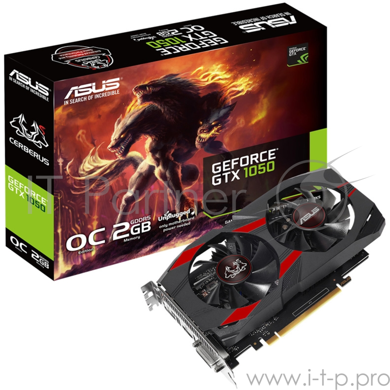 Видеокарта ASUS GeForce GTX 1050 2ГБ CERBERUS-GTX1050-O2G (GeForce GTX 1050, DDR5, DVI, HDMI, DP) (PCI-E)