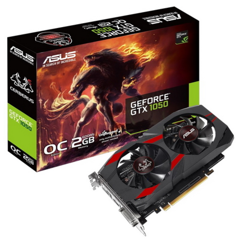 Видеокарта ASUS GeForce GTX 1050 2ГБ CERBERUS-GTX1050-O2G (GeForce GTX 1050, DDR5, DVI, HDMI, DP) (PCI-E)