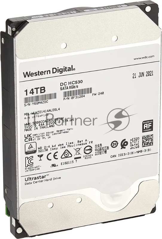 Жесткий диск HDD HGST SATA Server 14Tb Ultrastar DC HC530 7200 6Gb/s 512MB (individual service box,1pc/box) 1 year warranty (replacement WUH721414ALE6L4, ST14000NM000J, ST14000NM001G, ST12000NM0008, HUH721212ALE604, MG07ACA14TE)