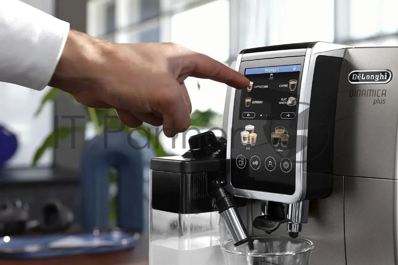 Кофемашина автоматическая Delonghi Dinamica Plus ECAM380.95.TB черный/серый, исп. кофе - зерновой/молотый, 1.8 л, 1450 Вт, 15 Бар.