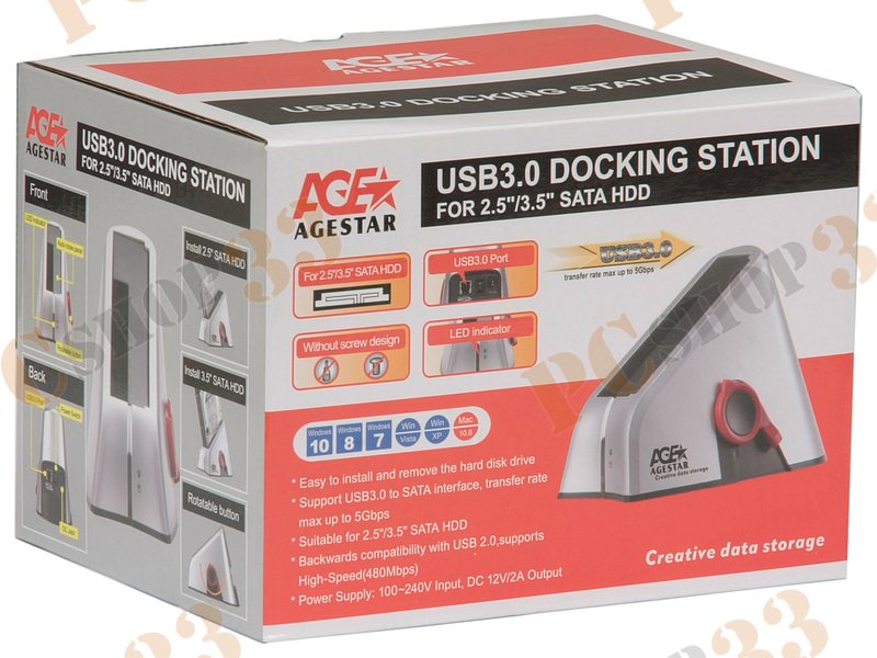 Док-станция Agestar 3UBT-6G для 2.5/3.5 SATA HDD, черный (USB3.0)