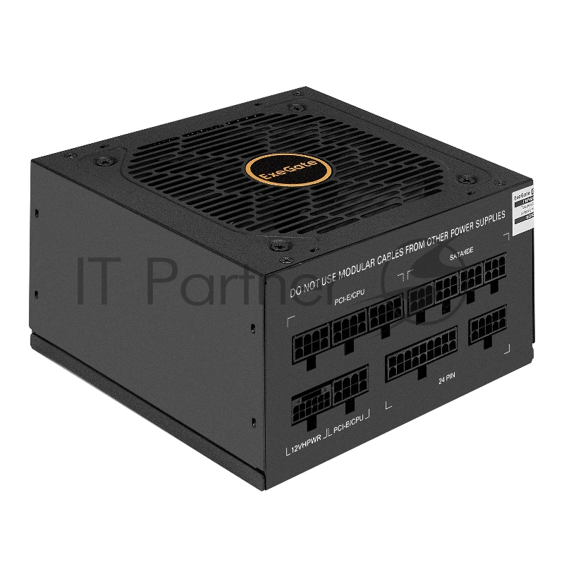 Блок питания 850W ExeGate 80 PLUS® GOLD 850VSP FС (ATX3.0, APFC, КПД 90% (80 PLUS GOLD), 120mm fan, 24pin, 2x(4+4)pin, PCIE5.0/12VHPWR, 4xPCI-E, 6xSATA, 3xIDE, 1xFDD, Full Cable Management, black, Color box)