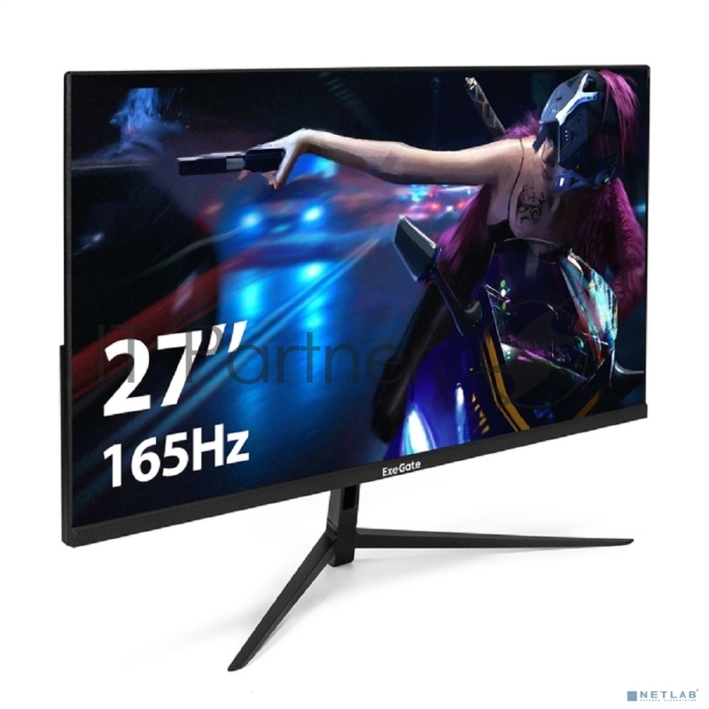 Монитор игровой 165 Гц 27 ExeGate Combat EF2707C (IPS LED Grade A+, FHD, 1920x1080@165Гц, 16:9, 300cd/m2, 1000:1, 178°/178°, 1ms, HDMI, DisplayPort, аудио-выход, Flicker-free, FreeSync, Low Blue Light, кабель HDMI 1.5м, VESA, регулировка наклона экра