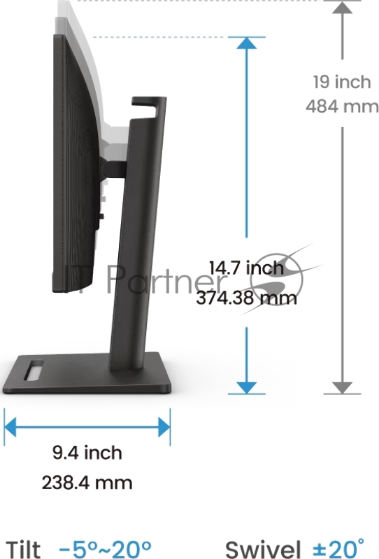 Монитор Benq GW2490T 23.8, 1920x1080, IPS, 100Hz, 20M:1, 250cd, 5ms, 2*HDMI, DP, Speakers, Height adj 140, Pivot, Flicker-freeLow Blue Light, 3Y, Black