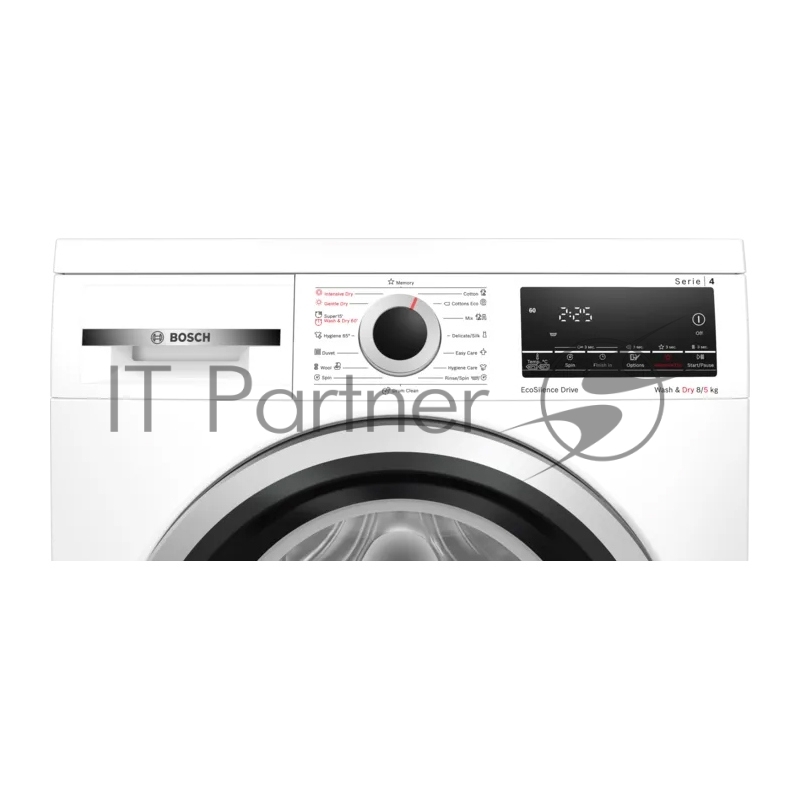 Стирально-сушильный автомат, стирка-8 кг, сушка- 5 кг,1400 об/мин.,850 x 595 x 495 мм,программ - 16, дозагрузка белья, пар, 59 дБ,панель управления на английском языке