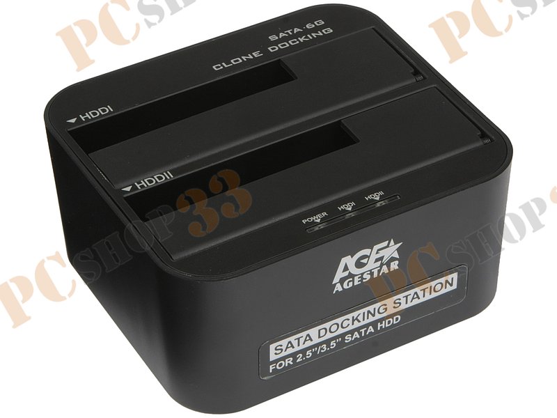 Док-станция Agestar 3UBT6-6G для 2x2.5/3.5 SATA HDD, черный (USB3.0)
