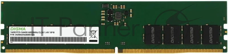 Память DDR5 16GB 6800MHz Digma DGMAD56800016S RTL PC5-54400 CL34 DIMM 288-pin 1.4В single rank Ret