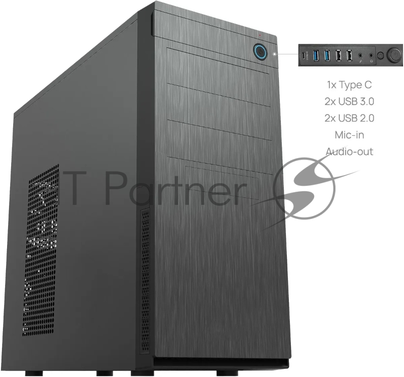 Корпус Chieftec Elox черный без БП ATX 2xUSB2.0 2xUSB3.0 1xUSB3.1 audio bott PSU