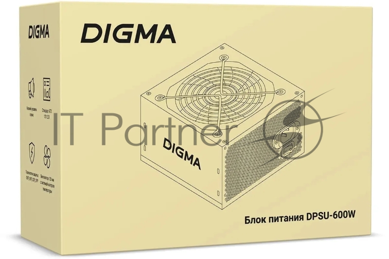 Блок питания Digma ATX 600W DPSU-600W (20+4pin) 120mm fan 4xSATA RTL