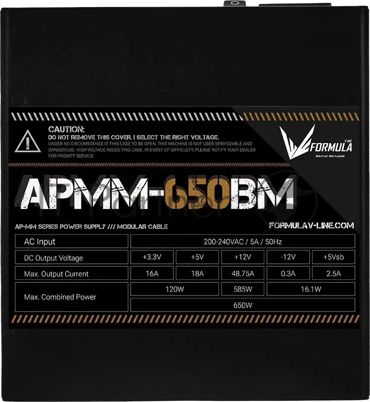 Блок питания Formula ATX 650W APMM-650BM 80+ bronze (20+4pin) APFC 140mm fan 6xSATA Cab Manag RTL