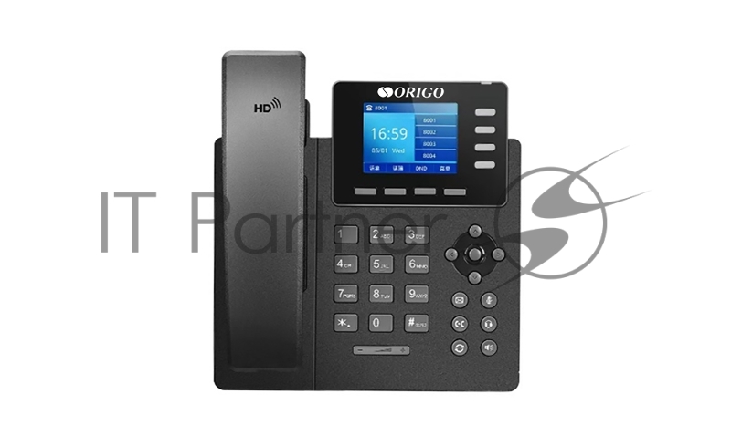 Телефон ORIGO IP-телефон с цветным дисплеем 2.8, 1000Base-T WAN PoE, 1000Base-T LAN, без адаптера питания