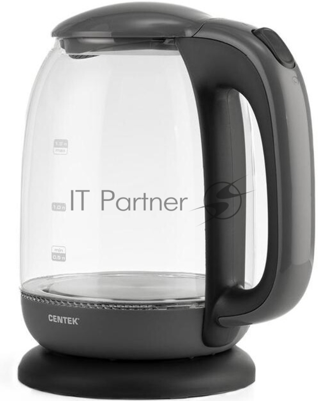 Чайник Centek CT-0034 (серый) <Vancouver> стекло, 1.8л, 2200Вт, внутренняя LED подсветка, кнопка