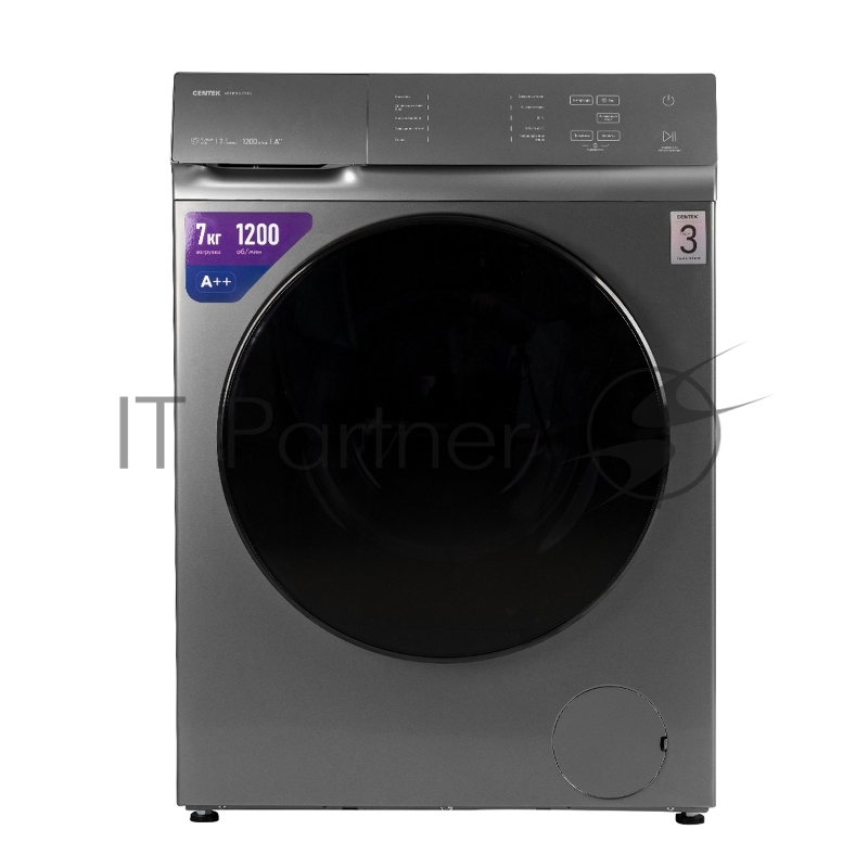 Стиральная машина Centek CT-1973 (серый) 1200 / 7кг / 42см / 10пр / LED-Дисп/Очистка бар / Пар / A++