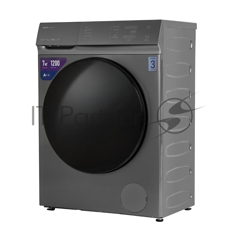 Стиральная машина Centek CT-1973 (серый) 1200 / 7кг / 42см / 10пр / LED-Дисп/Очистка бар / Пар / A++