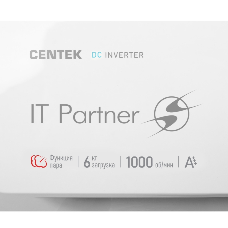 Стиральная машина Centek CT-1920 (белый) 1000 / 6кг / 40см / 15пр /LED-Дисплей / INVERTER /Пар/A+++
