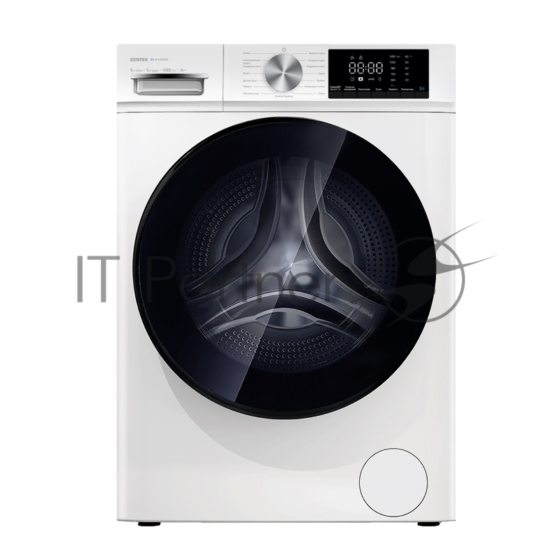 Стиральная машина Centek CT-1953 (белый) 1400 / 8кг / 52см / 16пр /Дисплей/ INVERTER /Сушка 5кг/A+++