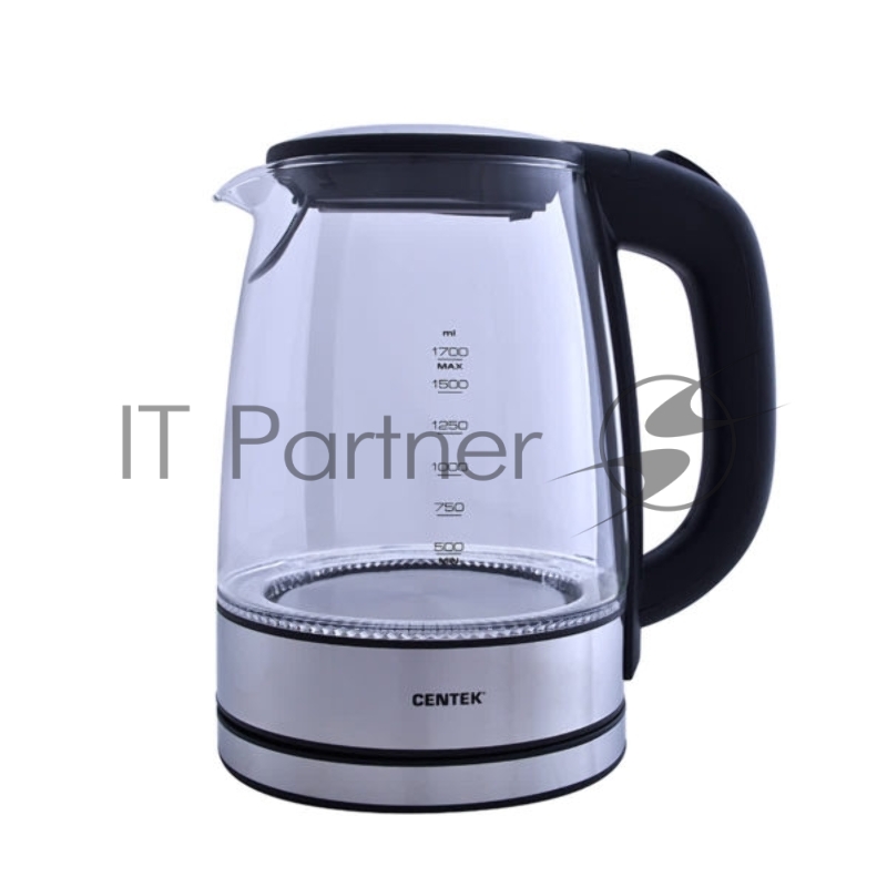 Чайник Centek CT-0030 стекло 1.7л, 2200Вт, внутр. LED подсветка,защита от вкл б/воды