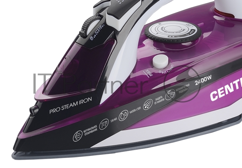 Утюг Centek CT-2344 VIOLET 2400Вт, керамическая подошва, мощный паровой удар, самоочистка, 330мл