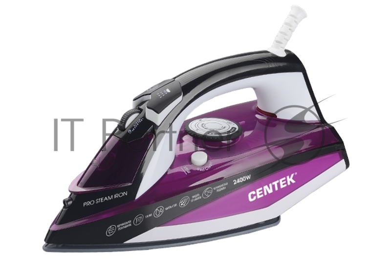Утюг Centek CT-2344 VIOLET 2400Вт, керамическая подошва, мощный паровой удар, самоочистка, 330мл