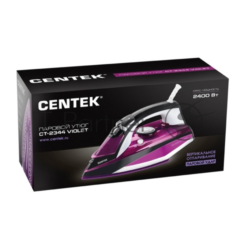 Утюг Centek CT-2344 VIOLET 2400Вт, керамическая подошва, мощный паровой удар, самоочистка, 330мл