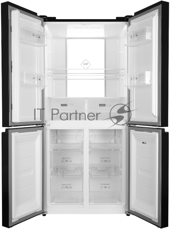 Холодильник Hyundai CM4584F черный трехкамерный 289/144л морозилка снизу Side by Side