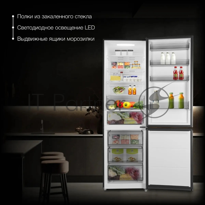 Холодильник Hyundai CC50073F нержавеющая сталь двухкамерный 273/142л морозилка снизу