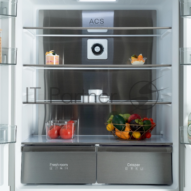 Холодильник BIRYUSA CD 496 TBG цвет текстурированное черное стекло двухкамерный 334/162л морозилка снизу Side by Side