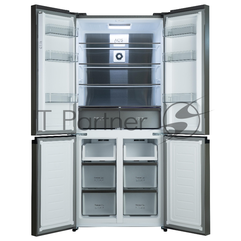 Холодильник BIRYUSA CD 496 TBG цвет текстурированное черное стекло двухкамерный 334/162л морозилка снизу Side by Side