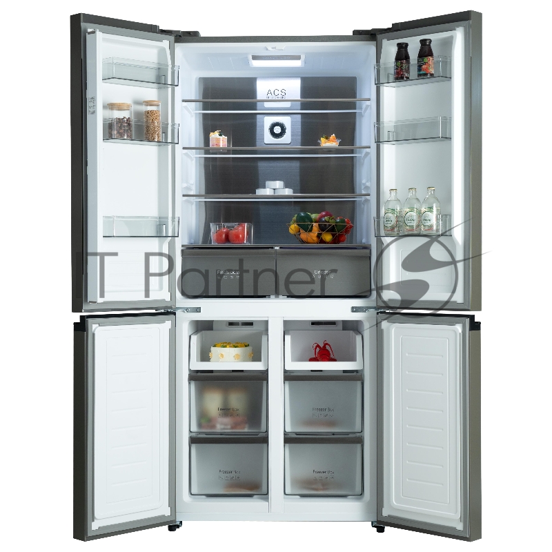 Холодильник BIRYUSA CD 496 TBG цвет текстурированное черное стекло двухкамерный 334/162л морозилка снизу Side by Side