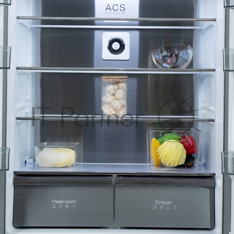 Холодильник BIRYUSA CD 496 TCG цвет текстурированное серое стекло двухкамерный 334/162л морозилка снизу Side by Side