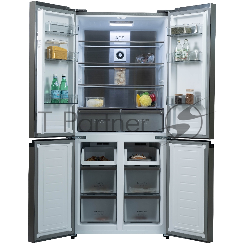 Холодильник BIRYUSA CD 496 TCG цвет текстурированное серое стекло двухкамерный 334/162л морозилка снизу Side by Side