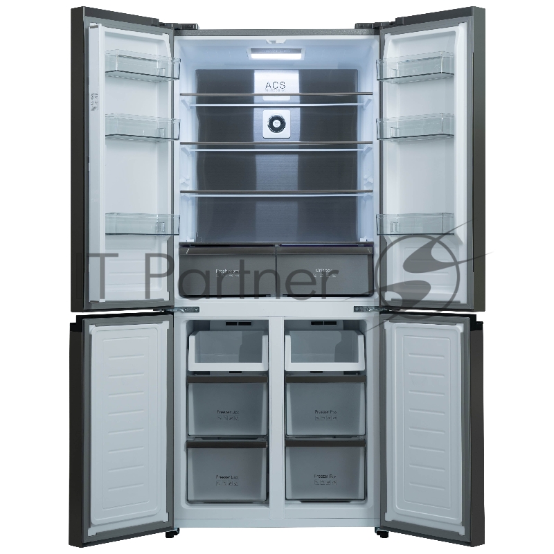 Холодильник BIRYUSA CD 496 TGG цвет текстурированное бежевое стекло двухкамерный 334/162л морозилка снизу Side by Side