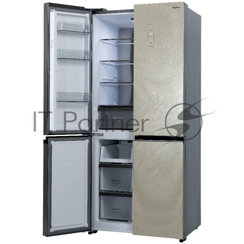 Холодильник BIRYUSA CD 496 TGG цвет текстурированное бежевое стекло двухкамерный 334/162л морозилка снизу Side by Side