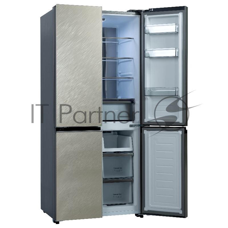 Холодильник BIRYUSA CD 496 TGG цвет текстурированное бежевое стекло двухкамерный 334/162л морозилка снизу Side by Side