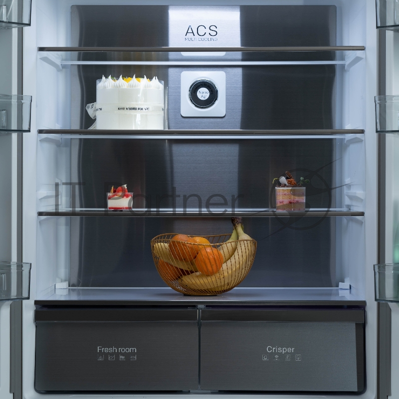 Холодильник BIRYUSA CD 496 TGG цвет текстурированное бежевое стекло двухкамерный 334/162л морозилка снизу Side by Side