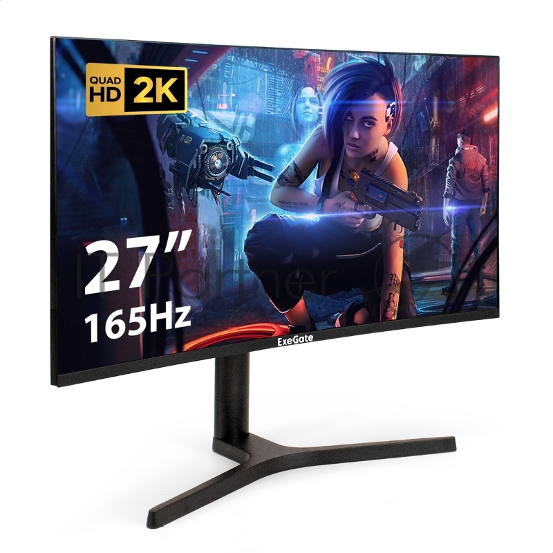 Монитор изогнутый игровой 165 Гц 27 ExeGate Combat EC2700TA (VA Curved R1500 LED Grade A+, 2K, 2560x1440@165Гц (WQHD), 16:9, 300cd/m2, 3000:1, 178°/178°, 1ms, Speakers, 2хHDMI, DisplayPort, USB, аудио выход, RGB-подсветка, Flicker-free, FreeSync, Low