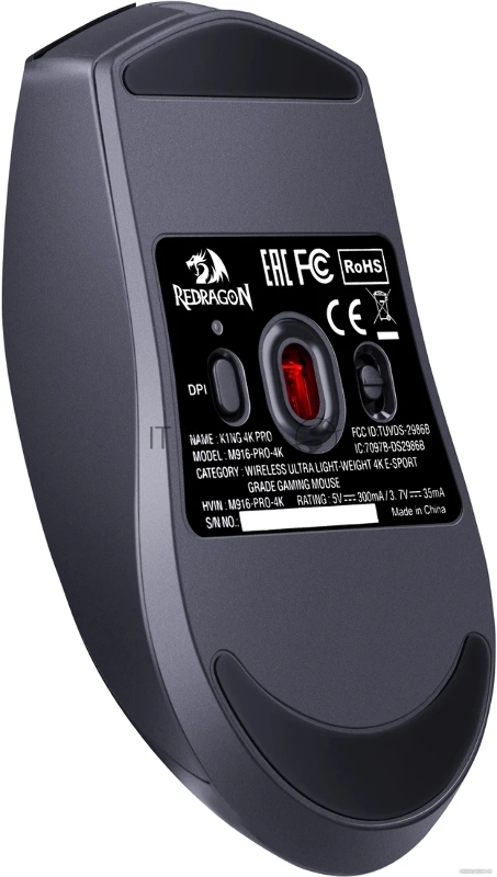 Мышь беспроводная Defender Redragon K1ng 4K Pro черный, 26000 dpi, радиоканал, Bluetooth, USB, кнопки - 5