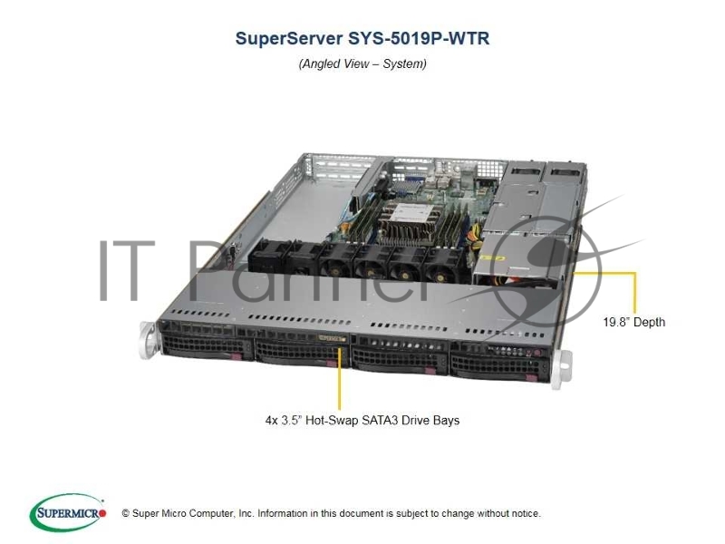 Платформа SuperMicro SYS-5019P-WTR 1G 2P 2x500W