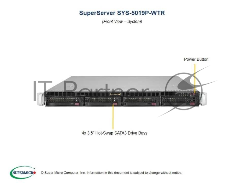Платформа SuperMicro SYS-5019P-WTR 1G 2P 2x500W