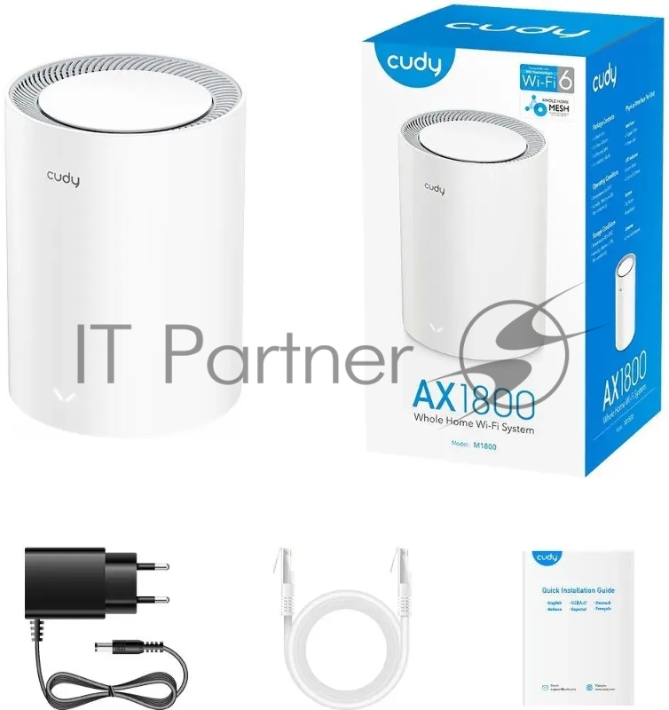 Бесшовный Mesh роутер Cudy M1800 (M1800 1-PACK) AX1800 10/100/1000BASE-TX/Wi-Fi белый