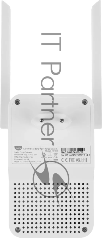 Повторитель беспроводного сигнала Cudy RE1800 AX1800 10/100/1000BASE-TX/Wi-Fi белый