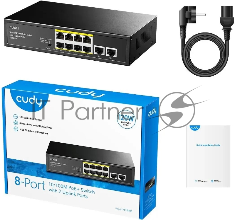 Коммутатор Cudy FS1010P (L2) 10x100Мбит/с 8PoE+ 120W неуправляемый