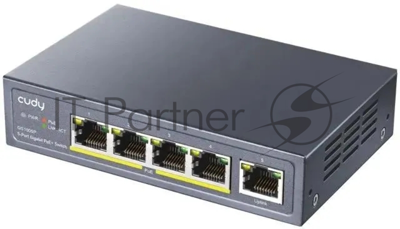 Коммутатор Cudy GS1005P (L2) 5x1Гбит/с 5PoE 60W неуправляемый