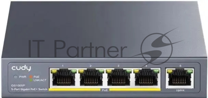 Коммутатор Cudy GS1005P (L2) 5x1Гбит/с 5PoE 60W неуправляемый